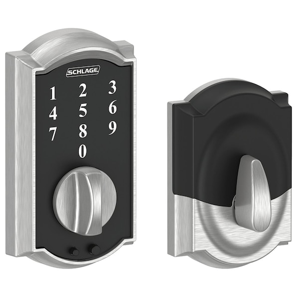 Grade 2 Touchscreen Deadbolt Lock, Touch Series, Camelot Trim, Satin Chrome Finish